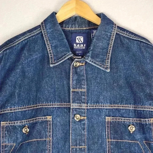 Karl Kani Men's Denim Jean Jacket Large Trucker Button Front Retro HipHop Urban - Picture 2 of 16